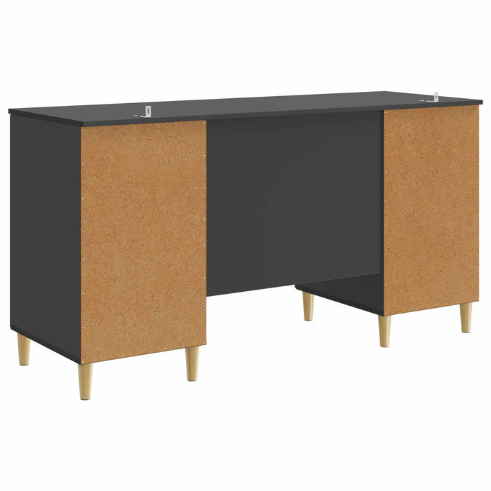 Birou cu raft cu ușă Negru 142,5 x 50 x 75 cm Lemn prelucrat - WALTI WALTI
