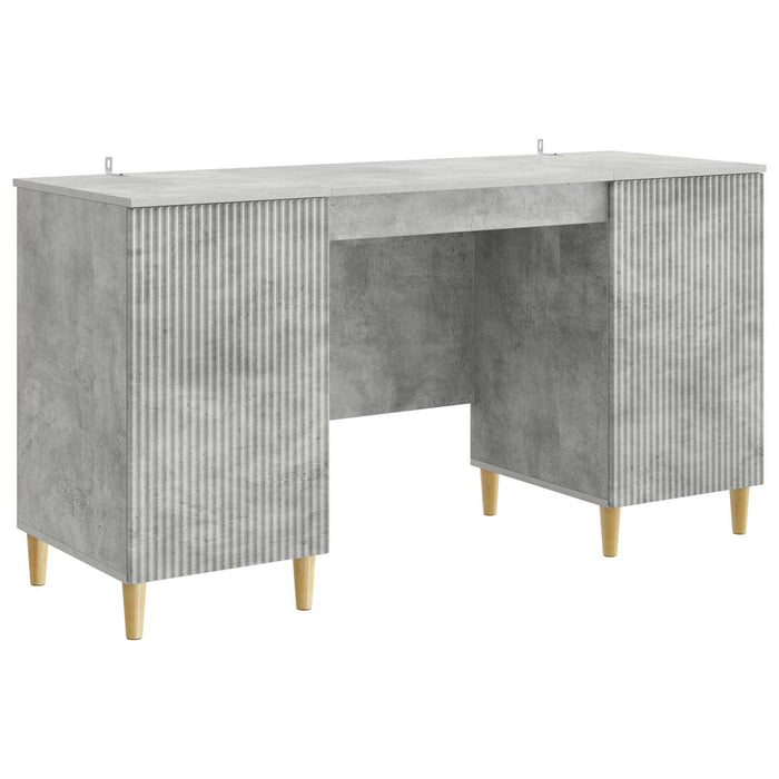 Birou cu raft Gri Beton 142,5 x 50 x 75 cm Lemn prelucrat - WALTI WALTI