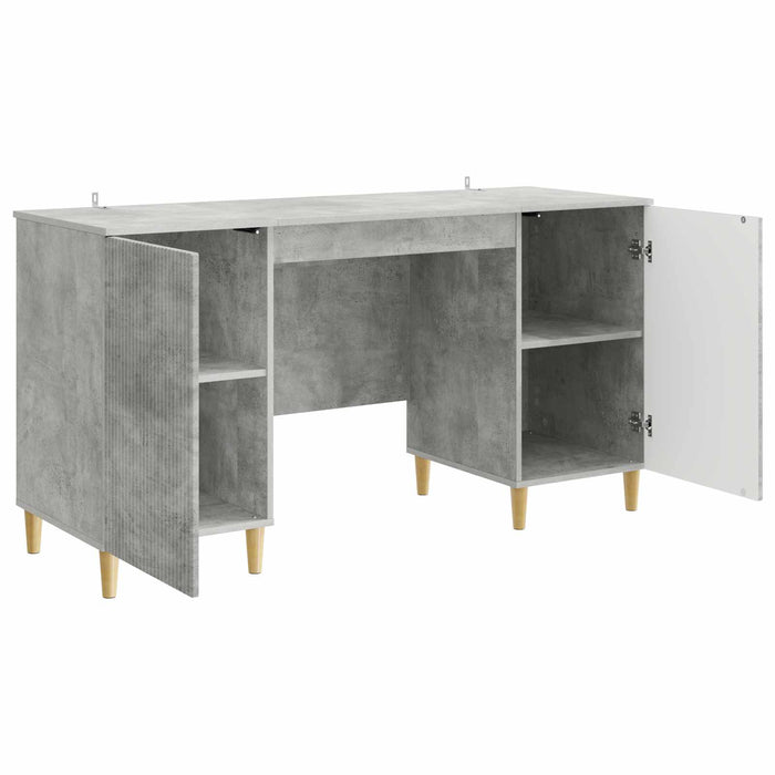 Birou cu raft Gri Beton 142,5 x 50 x 75 cm Lemn prelucrat - WALTI WALTI