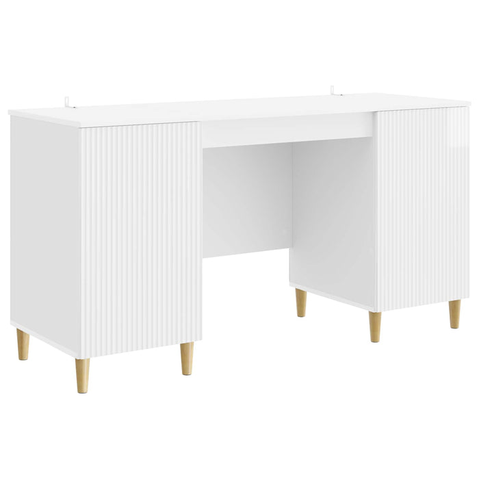 Birou Alb foarte lucios 142,5 x 50 x 75 cm Lemn prelucrat - WALTI WALTI