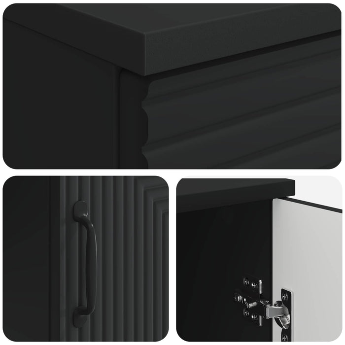 Birou cu raft cu ușă Negru 142,5 x 50 x 75 cm Lemn prelucrat - WALTI WALTI