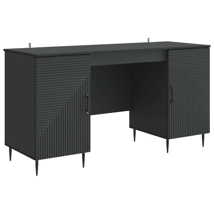 Birou cu raft cu ușă Negru 142,5 x 50 x 75 cm Lemn prelucrat - WALTI WALTI