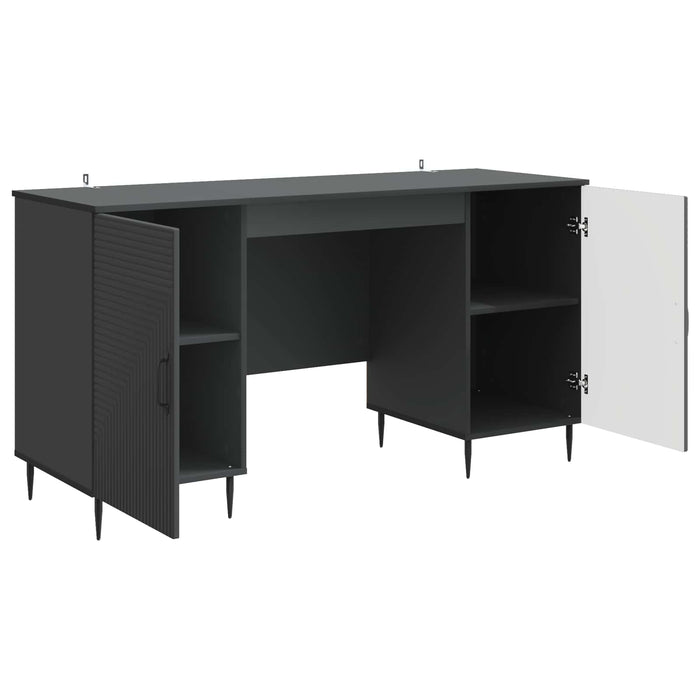 Birou cu raft cu ușă Negru 142,5 x 50 x 75 cm Lemn prelucrat - WALTI WALTI
