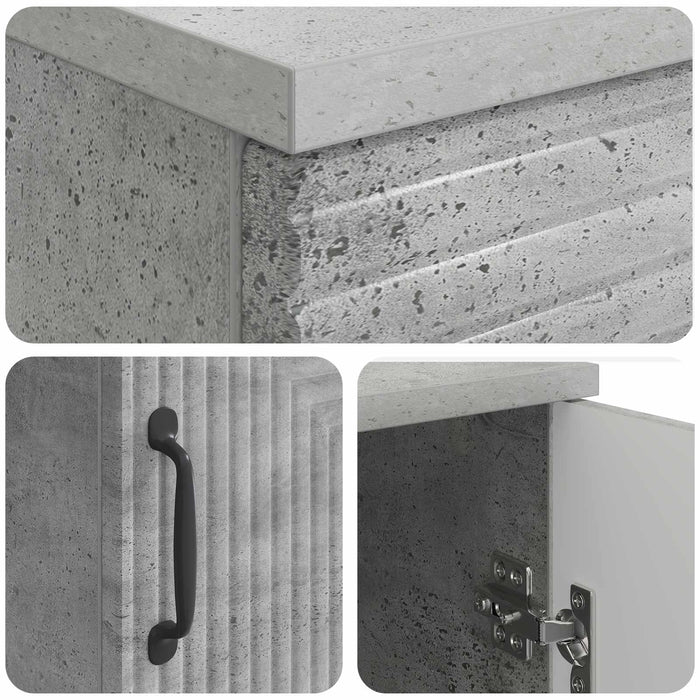 Birou cu raft Gri Beton 142,5 x 50 x 75 cm Lemn prelucrat - WALTI WALTI