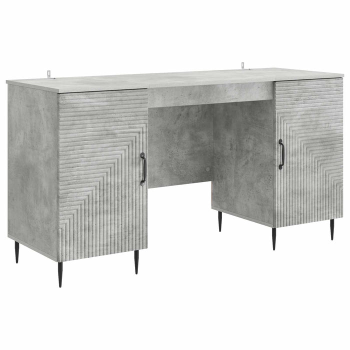 Birou cu raft Gri Beton 142,5 x 50 x 75 cm Lemn prelucrat - WALTI WALTI
