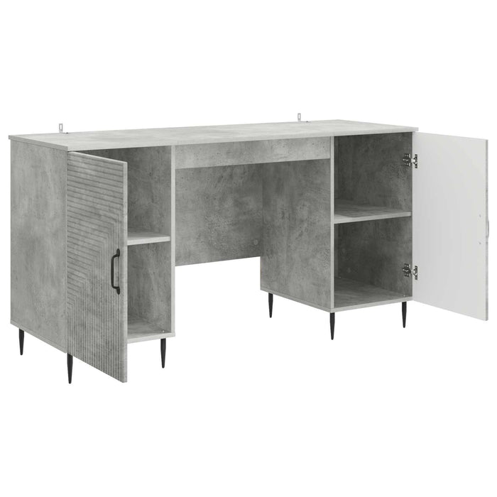 Birou cu raft Gri Beton 142,5 x 50 x 75 cm Lemn prelucrat - WALTI WALTI
