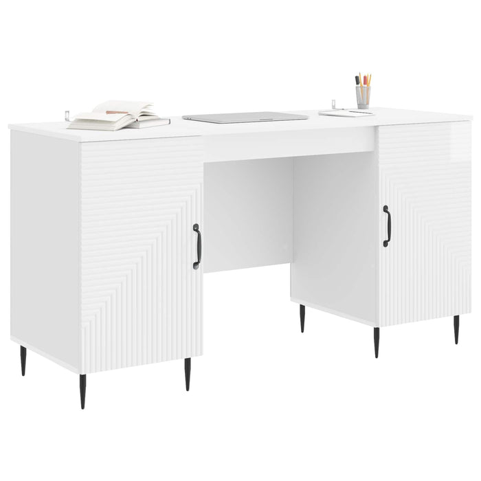 Birou Alb foarte lucios 142,5 x 50 x 75 cm Lemn prelucrat - WALTI WALTI