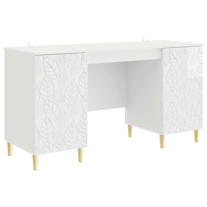 Birou Alb foarte lucios Lemn prelucrat 142,5 x 50 x 75 cm - WALTI WALTI