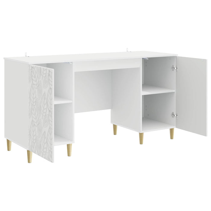 Birou Alb foarte lucios Lemn prelucrat 142,5 x 50 x 75 cm - WALTI WALTI