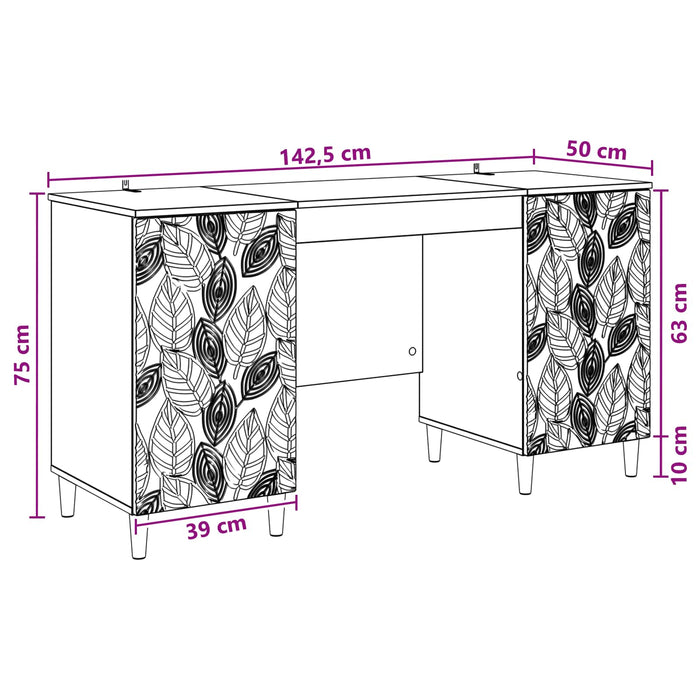 Birou Sonoma gri Lemn prelucrat 142,5 x 50 x 75 cm - WALTI WALTI
