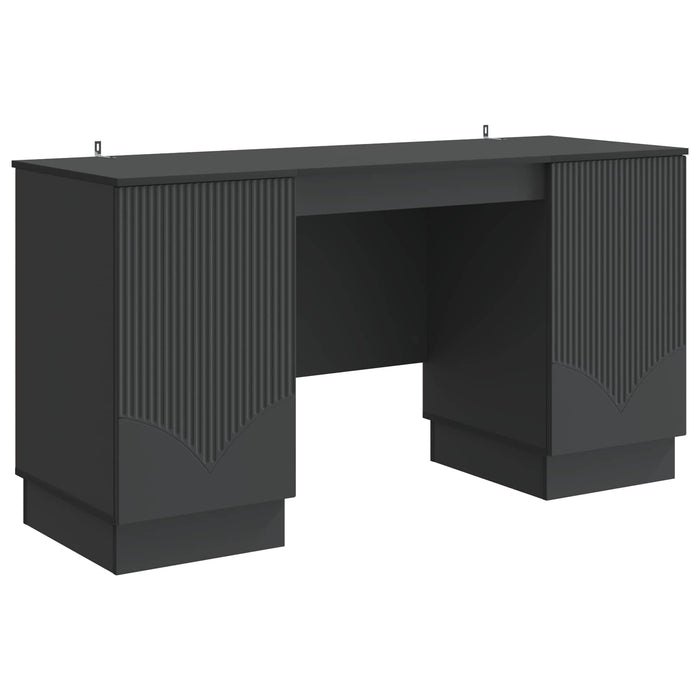 Birou cu raft cu ușă Negru 142,5 x 50 x 75 cm Lemn prelucrat - WALTI WALTI