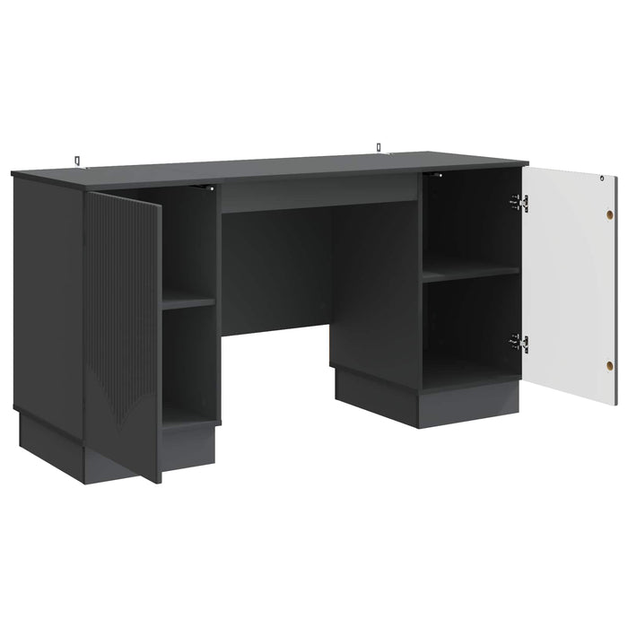 Birou cu raft cu ușă Negru 142,5 x 50 x 75 cm Lemn prelucrat - WALTI WALTI