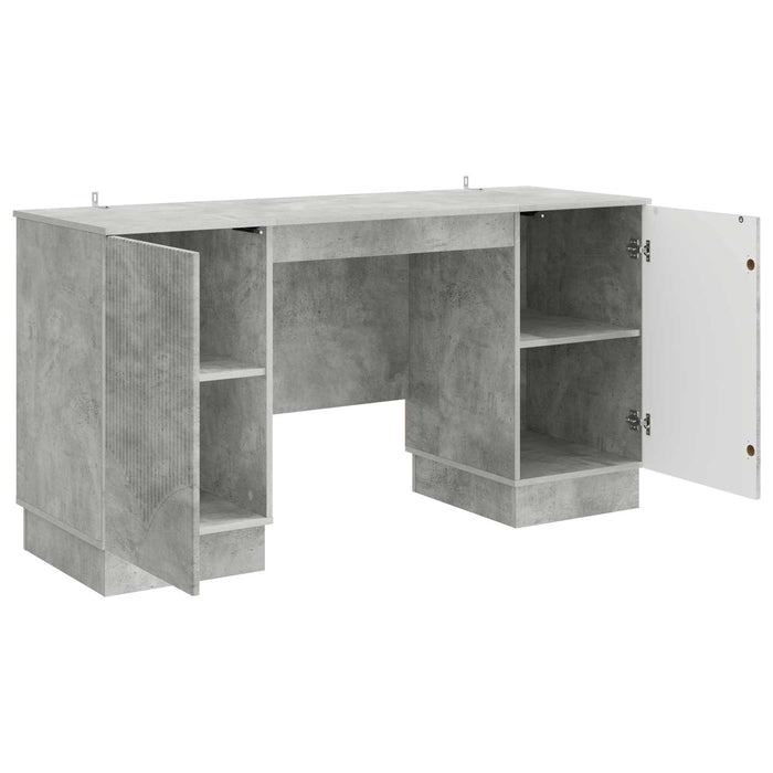 Birou cu raft Gri Beton 142,5 x 50 x 75 cm Lemn prelucrat - WALTI WALTI