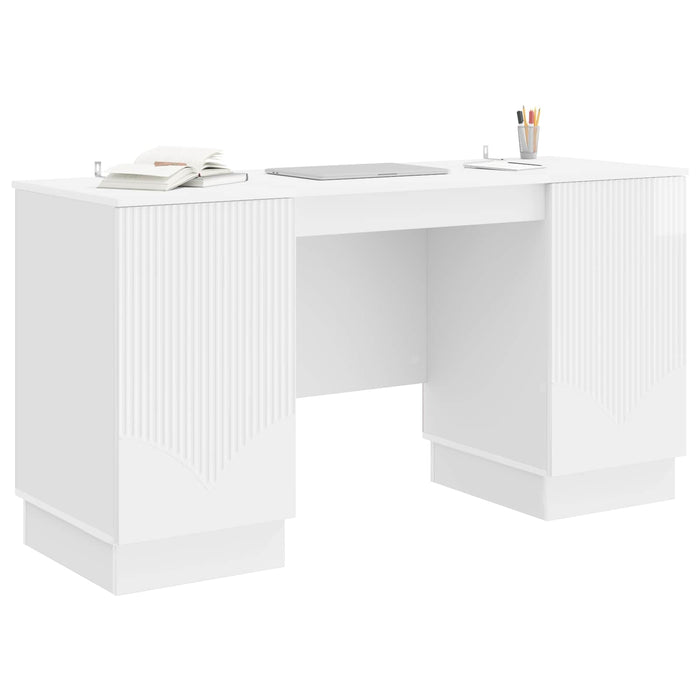 Birou Alb foarte lucios 142,5 x 50 x 75 cm Lemn prelucrat - WALTI WALTI