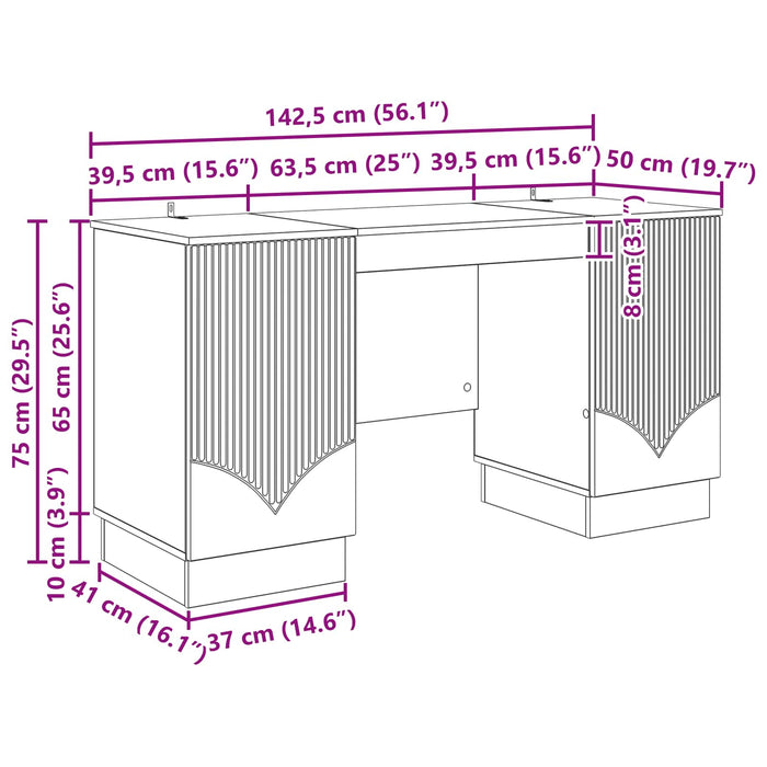 Birou cu raft Lemn vechi 142,5 x 50 x 75 cm Lemn prelucrat - WALTI WALTI