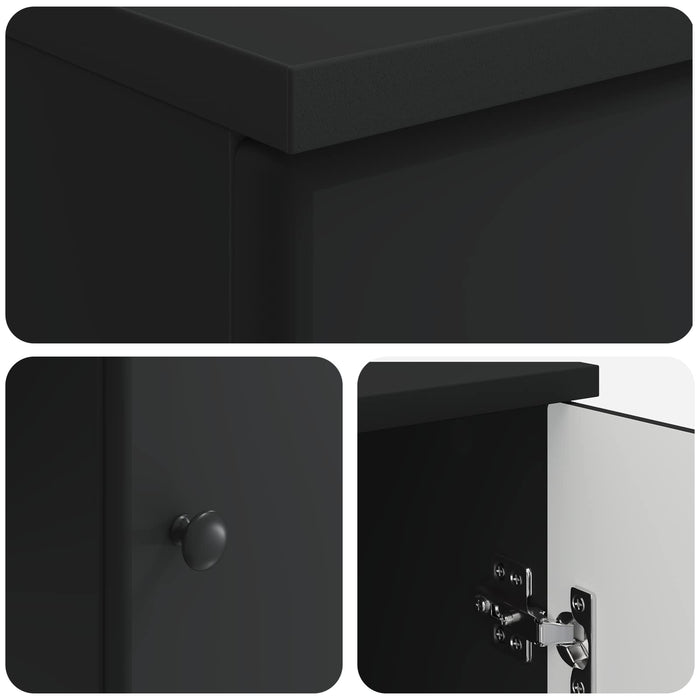 Birou cu raft cu ușă Negru 142,5 x 50 x 75 cm Lemn prelucrat - WALTI WALTI