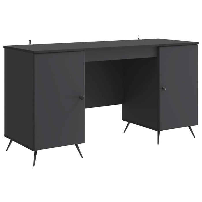 Birou cu raft cu ușă Negru 142,5 x 50 x 75 cm Lemn prelucrat - WALTI WALTI
