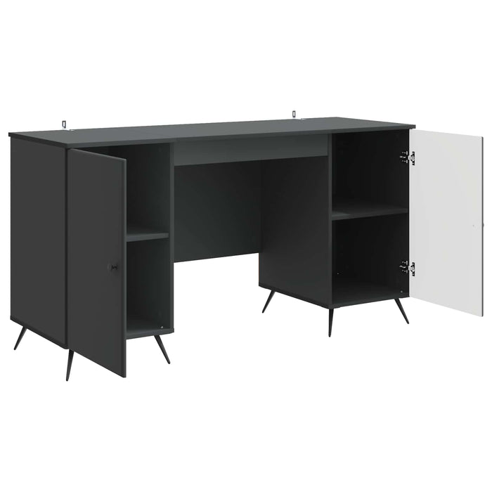 Birou cu raft cu ușă Negru 142,5 x 50 x 75 cm Lemn prelucrat - WALTI WALTI