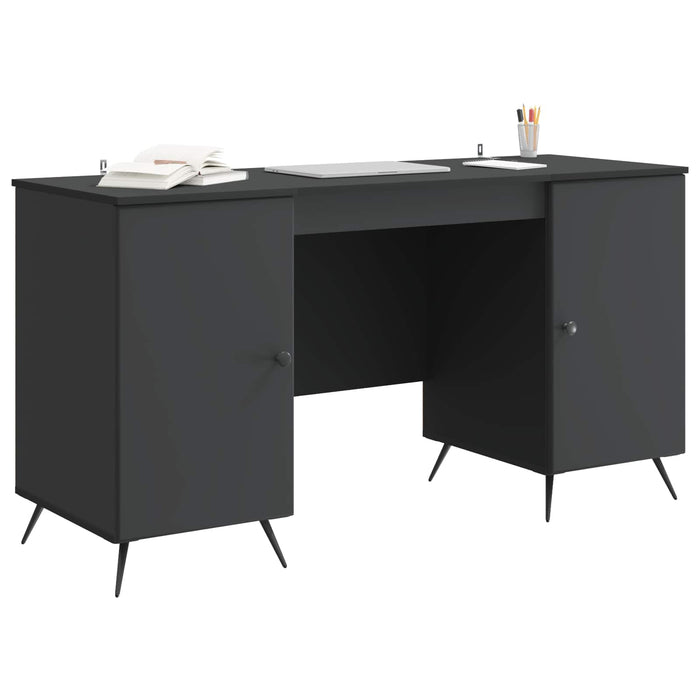 Birou cu raft cu ușă Negru 142,5 x 50 x 75 cm Lemn prelucrat - WALTI WALTI