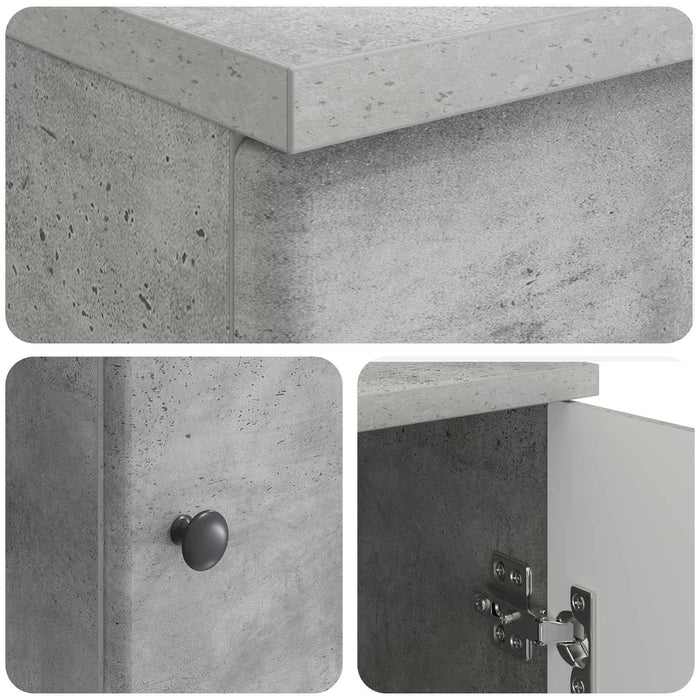 Birou cu raft Gri Beton 142,5 x 50 x 75 cm Lemn prelucrat - WALTI WALTI