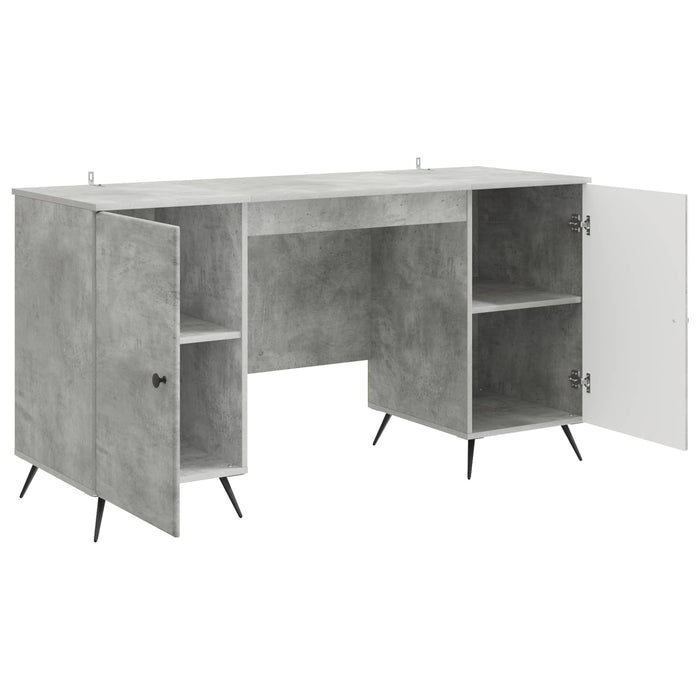 Birou cu raft Gri Beton 142,5 x 50 x 75 cm Lemn prelucrat - WALTI WALTI