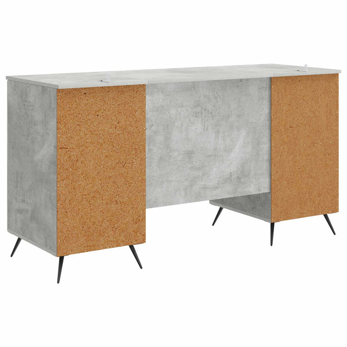 Birou cu raft Gri Beton 142,5 x 50 x 75 cm Lemn prelucrat - WALTI WALTI