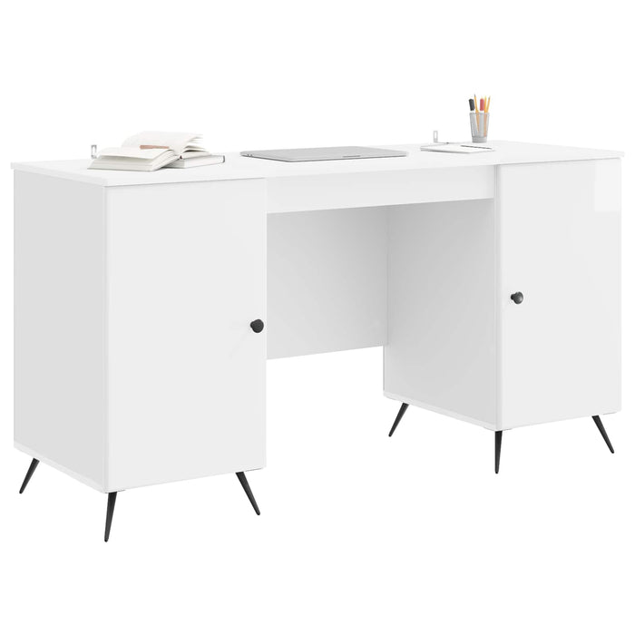 Birou Alb foarte lucios 142,5 x 50 x 75 cm Lemn prelucrat - WALTI WALTI