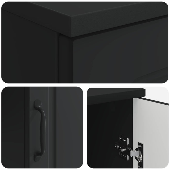 Birou cu raft cu ușă Negru 142,5 x 50 x 75 cm Lemn prelucrat - WALTI WALTI