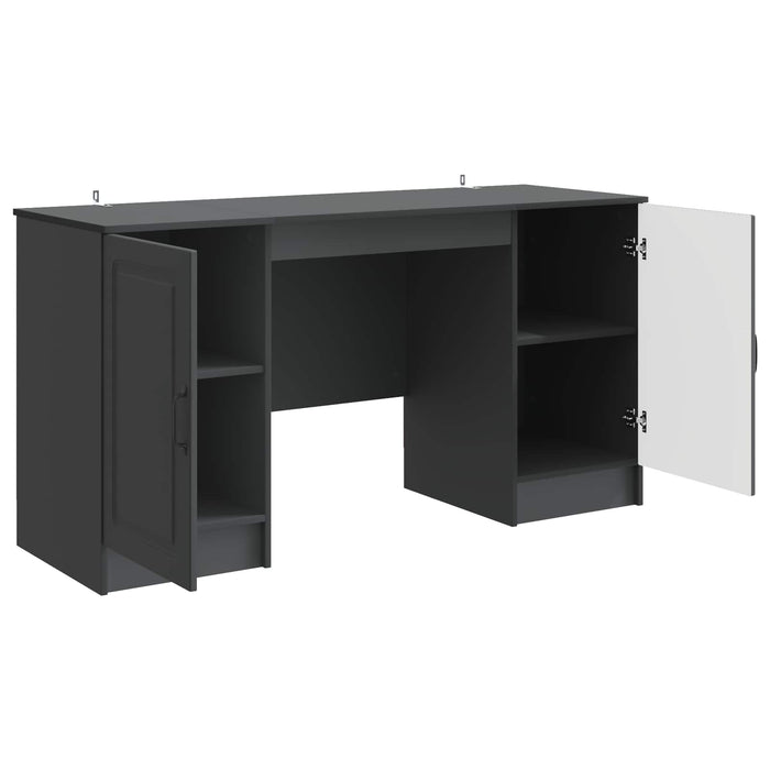 Birou cu raft cu ușă Negru 142,5 x 50 x 75 cm Lemn prelucrat - WALTI WALTI