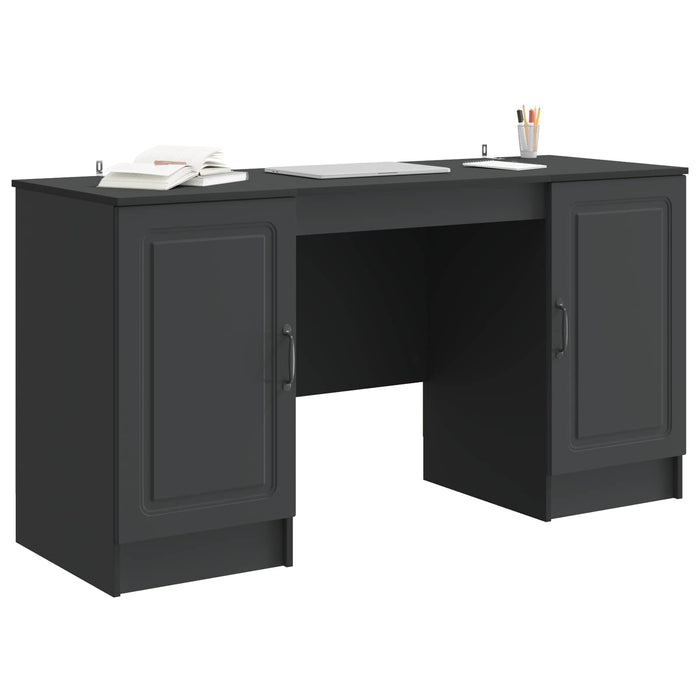 Birou cu raft cu ușă Negru 142,5 x 50 x 75 cm Lemn prelucrat - WALTI WALTI