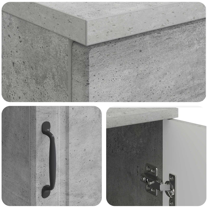Birou cu raft Gri Beton 142,5 x 50 x 75 cm Lemn prelucrat - WALTI WALTI
