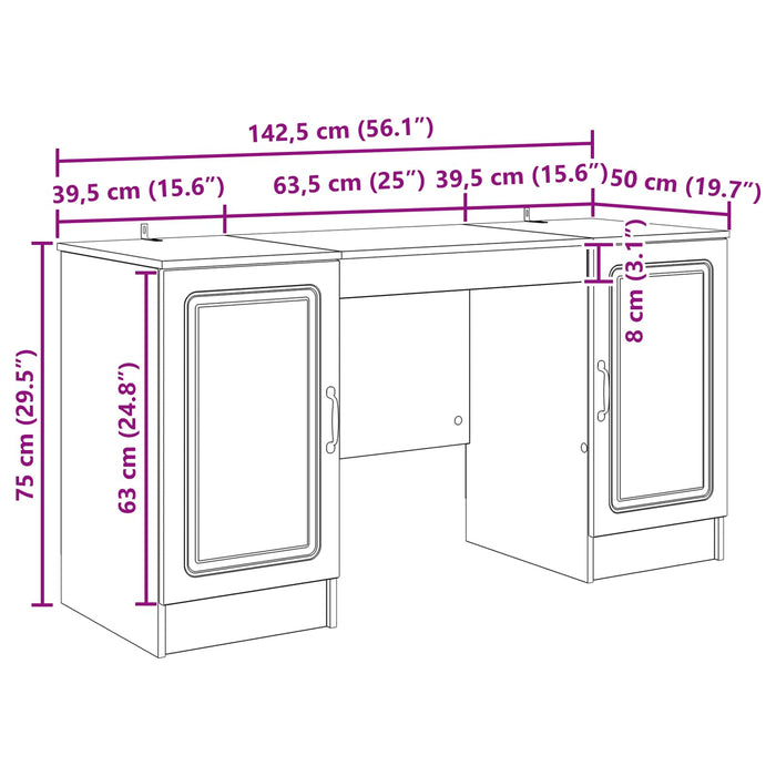 Birou cu raft Lemn vechi 142,5 x 50 x 75 cm Lemn prelucrat - WALTI WALTI