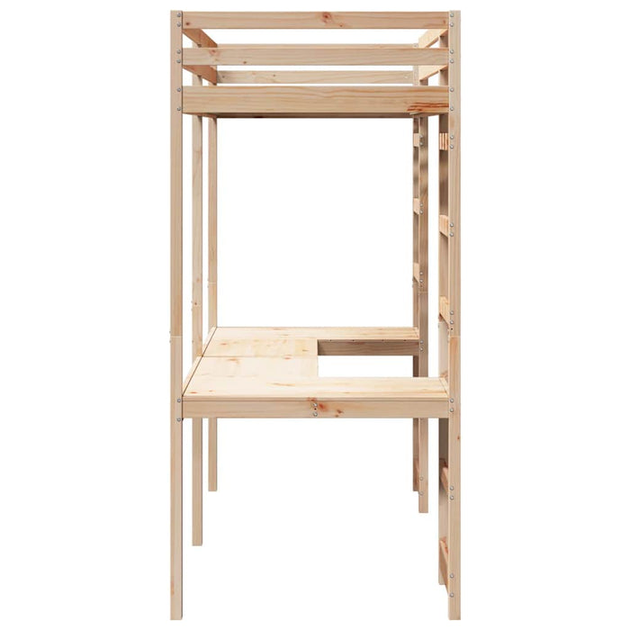 Cadru de pat tip loft natural 90 x 200 cm Lemn de pin masiv WALTI