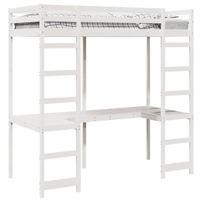 Cadru de pat tip loft Alb 90 x 200 cm Lemn de pin masiv WALTI