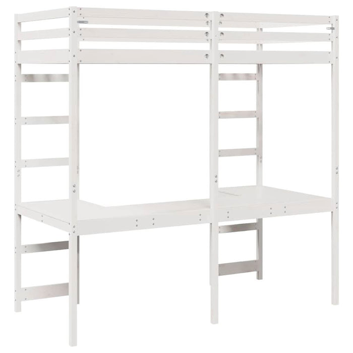 Cadru de pat tip loft Alb 90 x 200 cm Lemn de pin masiv WALTI