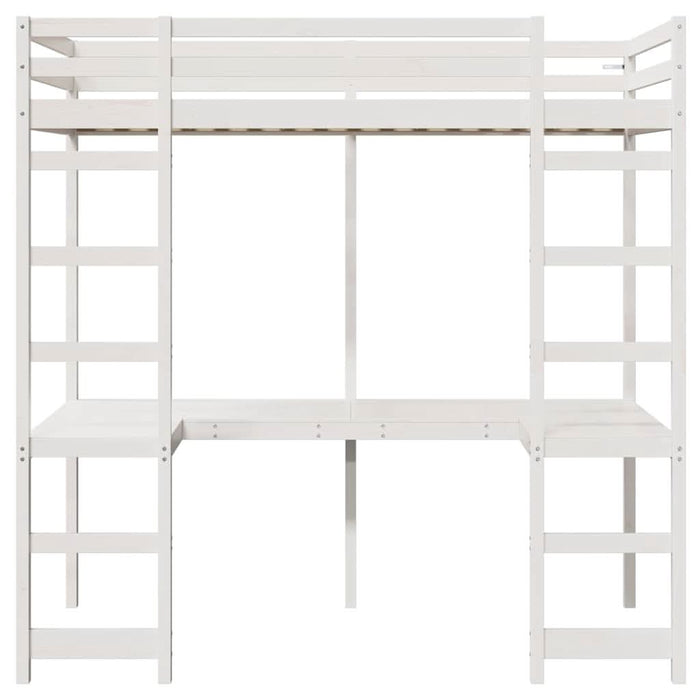 Cadru de pat tip loft Alb 90 x 200 cm Lemn de pin masiv WALTI