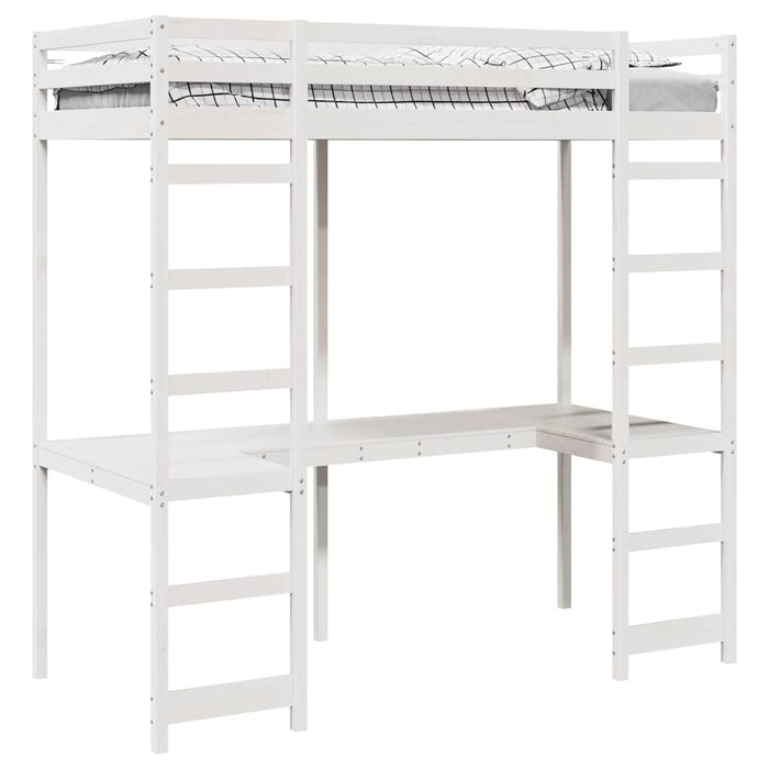 Cadru de pat tip loft Alb 90 x 190 cm Lemn de pin masiv WALTI