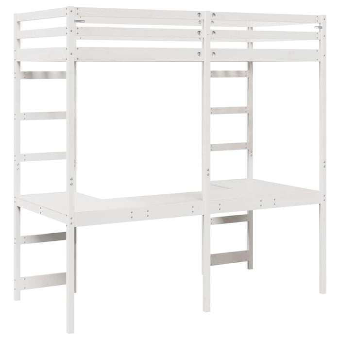 Cadru de pat tip loft Alb 90 x 190 cm Lemn de pin masiv WALTI