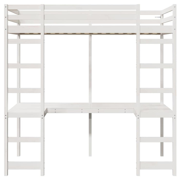 Cadru de pat tip loft Alb 90 x 190 cm Lemn de pin masiv WALTI