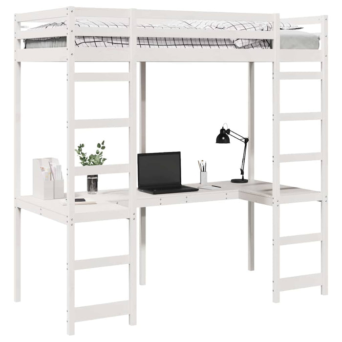Cadru de pat tip loft Alb 90 x 190 cm Lemn de pin masiv WALTI