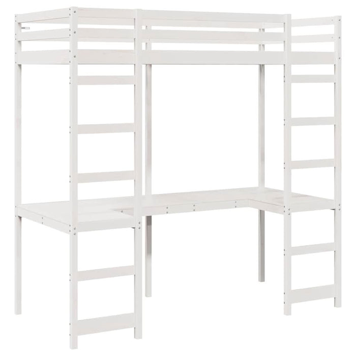 Cadru de pat tip loft Alb 75 x 190 cm Lemn de pin masiv WALTI