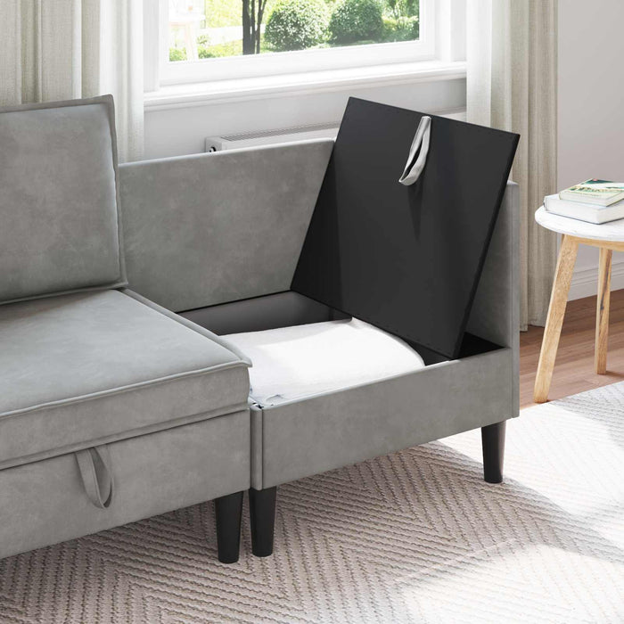 Sofa cu Depozitare Gri deschis Catifea - WALTI WALTI