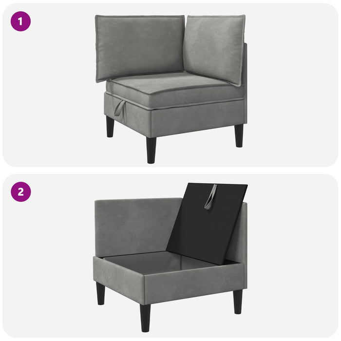 Sofa cu Depozitare Gri deschis Catifea - WALTI WALTI