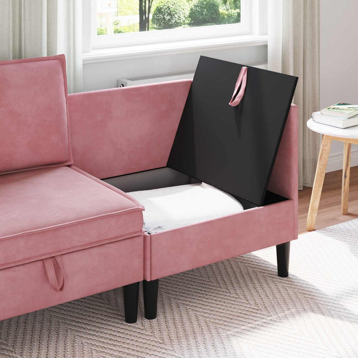 Sofa cu Depozitare Roz Catifea - WALTI WALTI