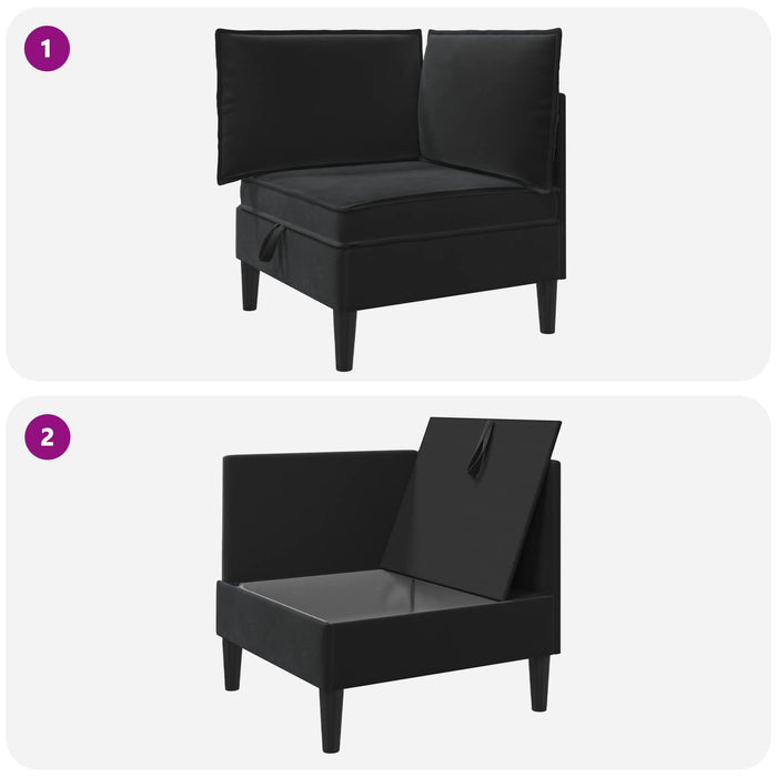 Sofa cu Depozitare Negru Catifea - WALTI WALTI