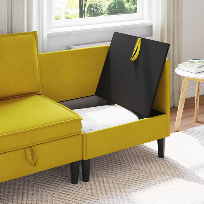 Sofa cu Depozitare Galben Catifea - WALTI WALTI