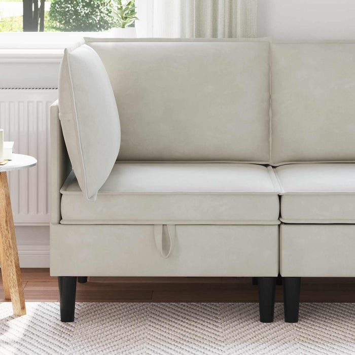 Sofa cu Depozitare Crem Catifea - WALTI WALTI