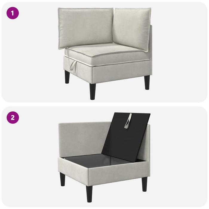 Sofa cu Depozitare Crem Catifea - WALTI WALTI