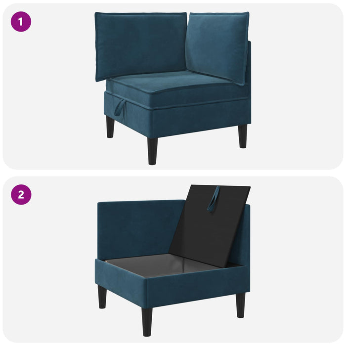 Sofa cu Depozitare albastru Catifea - WALTI WALTI