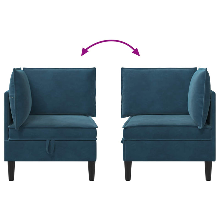 Sofa cu Depozitare albastru Catifea - WALTI WALTI
